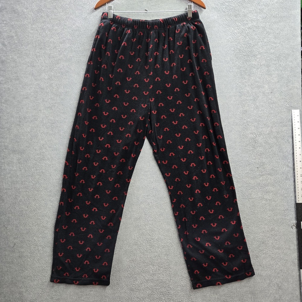 True Religion Men Sleepwear EXTRA LARGE Black Pants Geometric Sweatpants Fleece